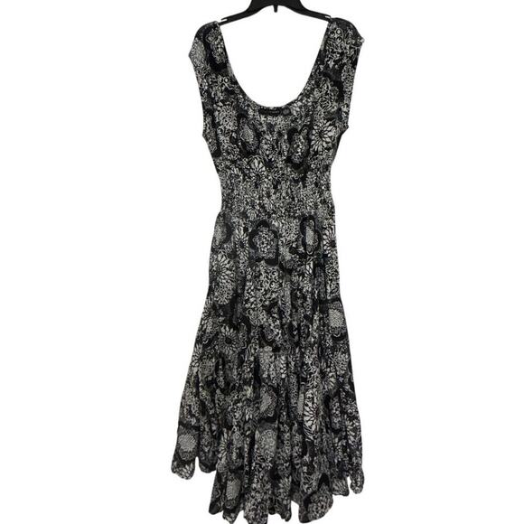 Grace Elements Black & White Cotton Milkmaid Asymmetrical Layered Midi Dress M - Picture 1 of 13